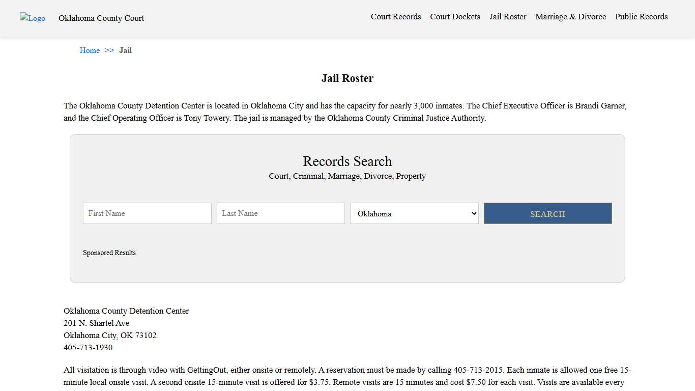 Jail Roster | Oklahoma County Court